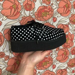 T.U.K. Black Suede w/ Polka Dots